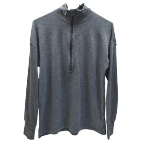 Cuddl Duds Women's Charcoal Gray Mock‎ Neck Quarter Zip Pullover Top XS